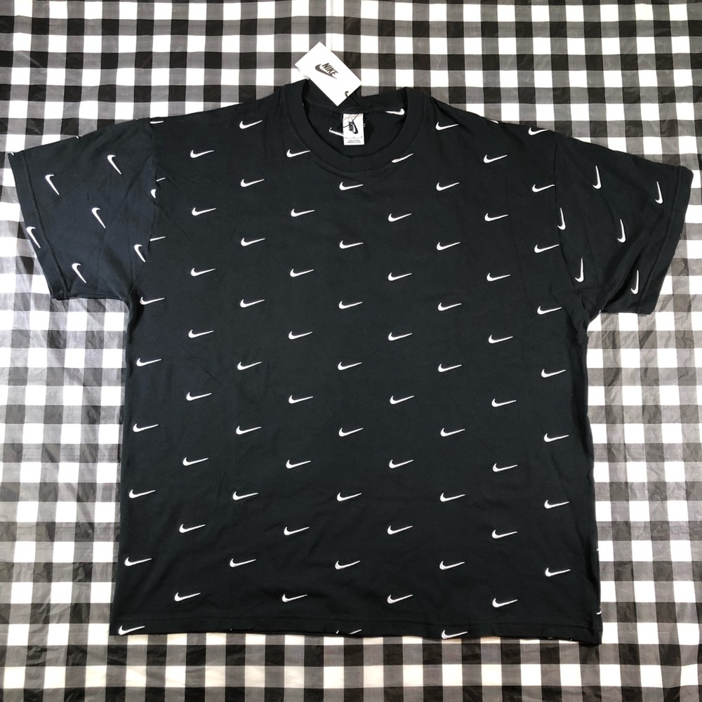 Nike Swoosh All Over Embroidered Tiny Logo Tee - Picture 1 of 7